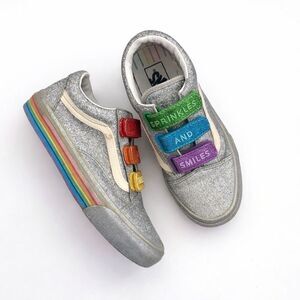 Vans *Flour Shop* rainbow glitter pride Velcro strap sneaker skate shoes 6.5